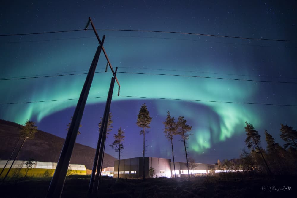 The Rognan factory with aurora polaris