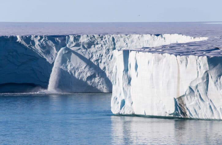 a Waterfall of meltwater from the Glacier.