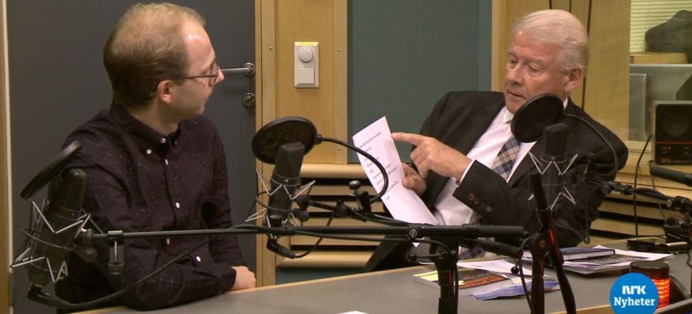 Utsnitt fra debatt tirsdag 13. desember mellom Carl I. Hagen (Frp) og Bjørn Samset ved Cicero i Dagsnytt 18, NRK.