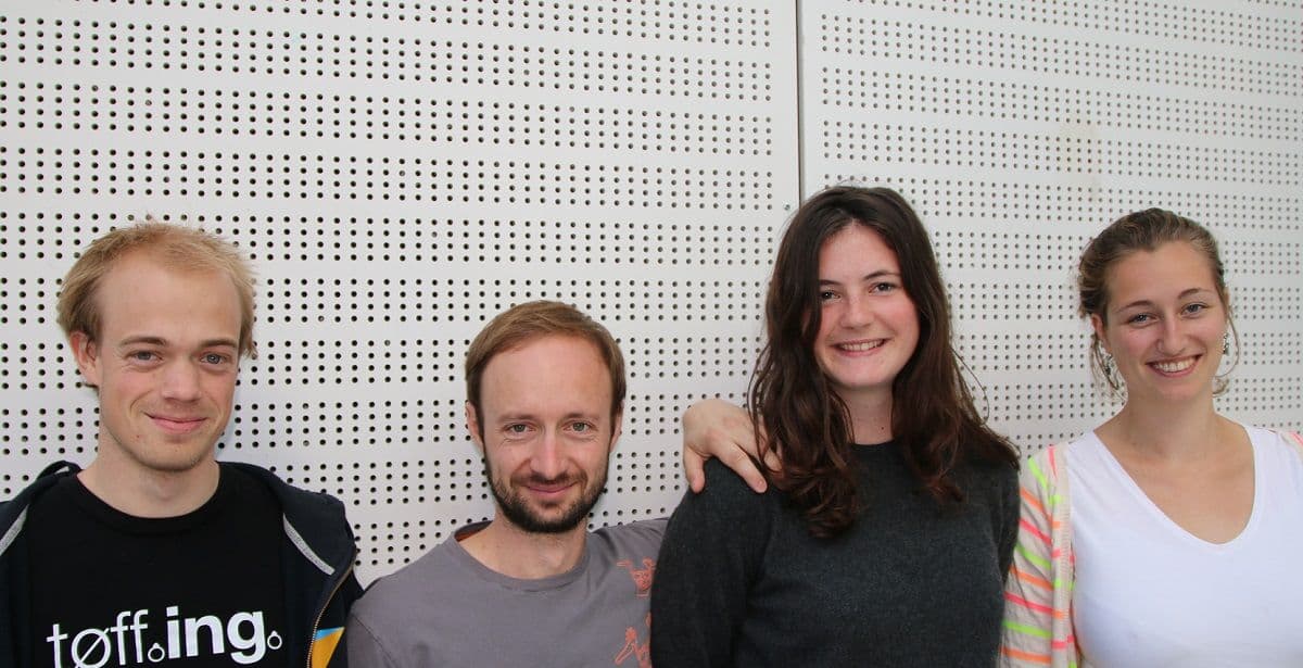 Håkon Duus, Honorat Quinard, Anne Lozé og Jeemijn Scheen er blant de involverte i Bhutan-prosjektet. Foto: Steinar Brandslet, NTNU