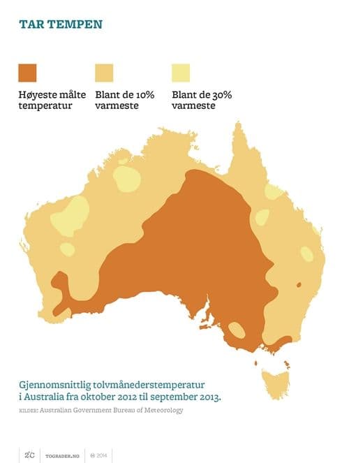 Australias temperaturkart 2012-13.