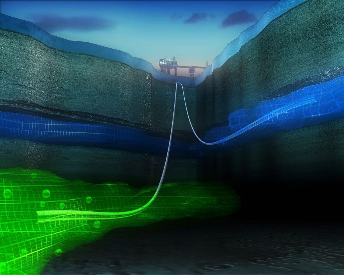 Animasjon av karbondioksid-lagring på Sleipner-feltet.