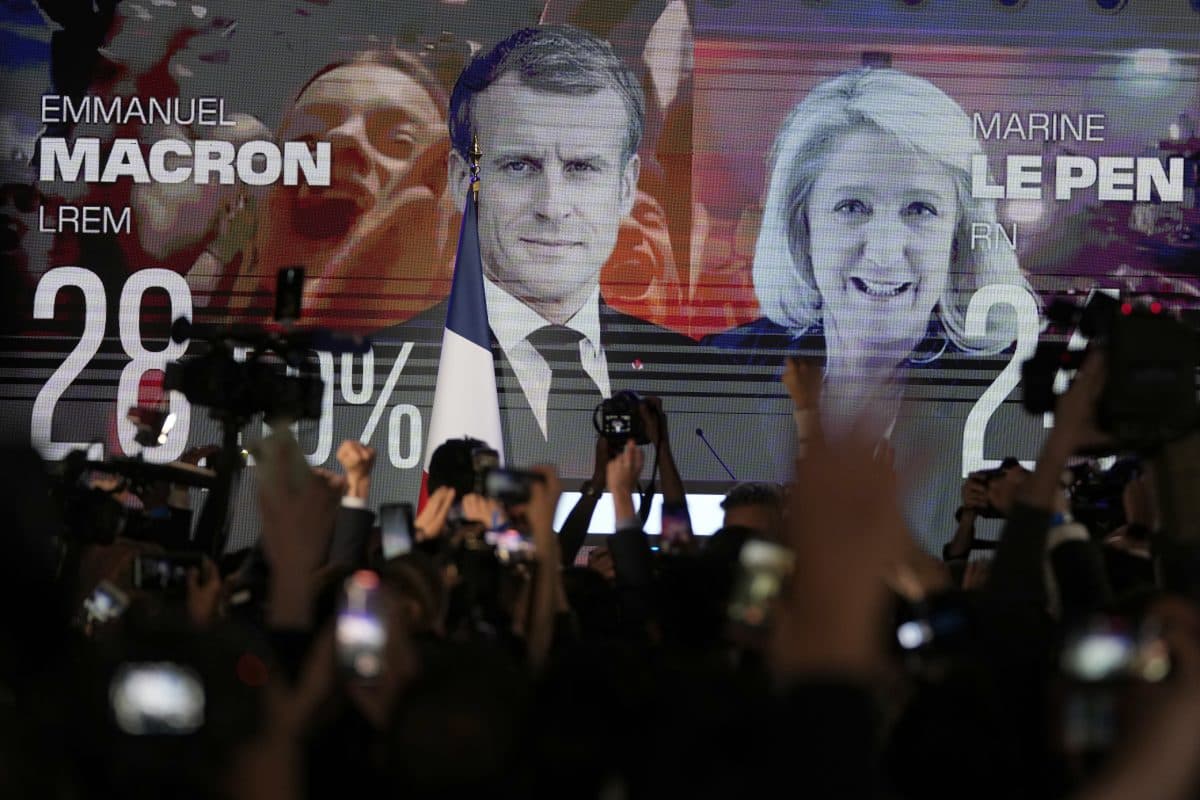 Valgplakater med Macron og Le Pen